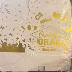 Congrats Grad Gold and White Party Favor Boxes